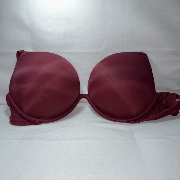 Victoria’s Secret Bra T-Shirt Bombshell Push Up Bra Burgundy Add 2 Sizes - Picture 1 of 4
